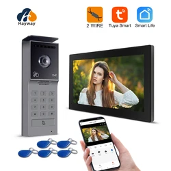 Tuya Wifi Smart Home Video Door Phone Video intercom 1080P Touch Monitor 7' 2-Wires Doorbell Door Camera Security System