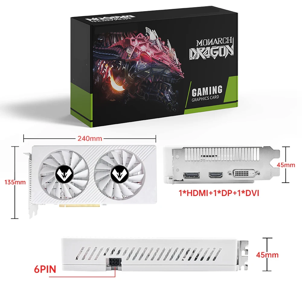 بطاقة رسومات الألعاب SOYO AMD Radeon RX580 8GB 2048SP GDDR5 256Bit PCIE 3.0 x16 DP DVI RX580 8GB GPU بطاقة فيديو للكمبيوتر المكتبي
