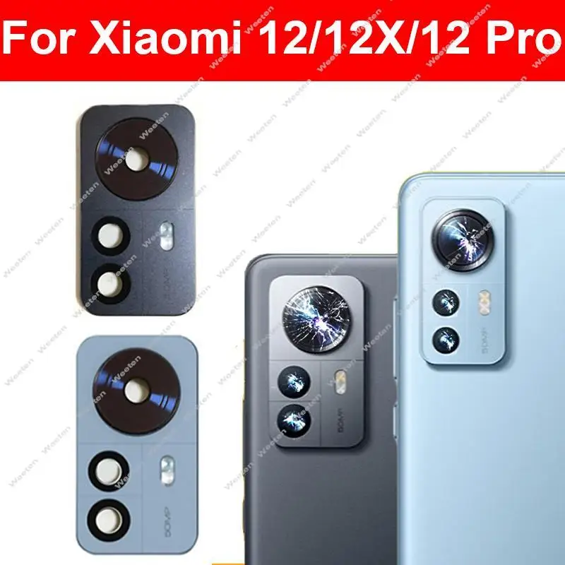 Rear Camera Glass Lens Cover For Xiaomi 12 12X 12 Pro Back Main Camera Glass Lens Frame Holder with/without Flash Parts