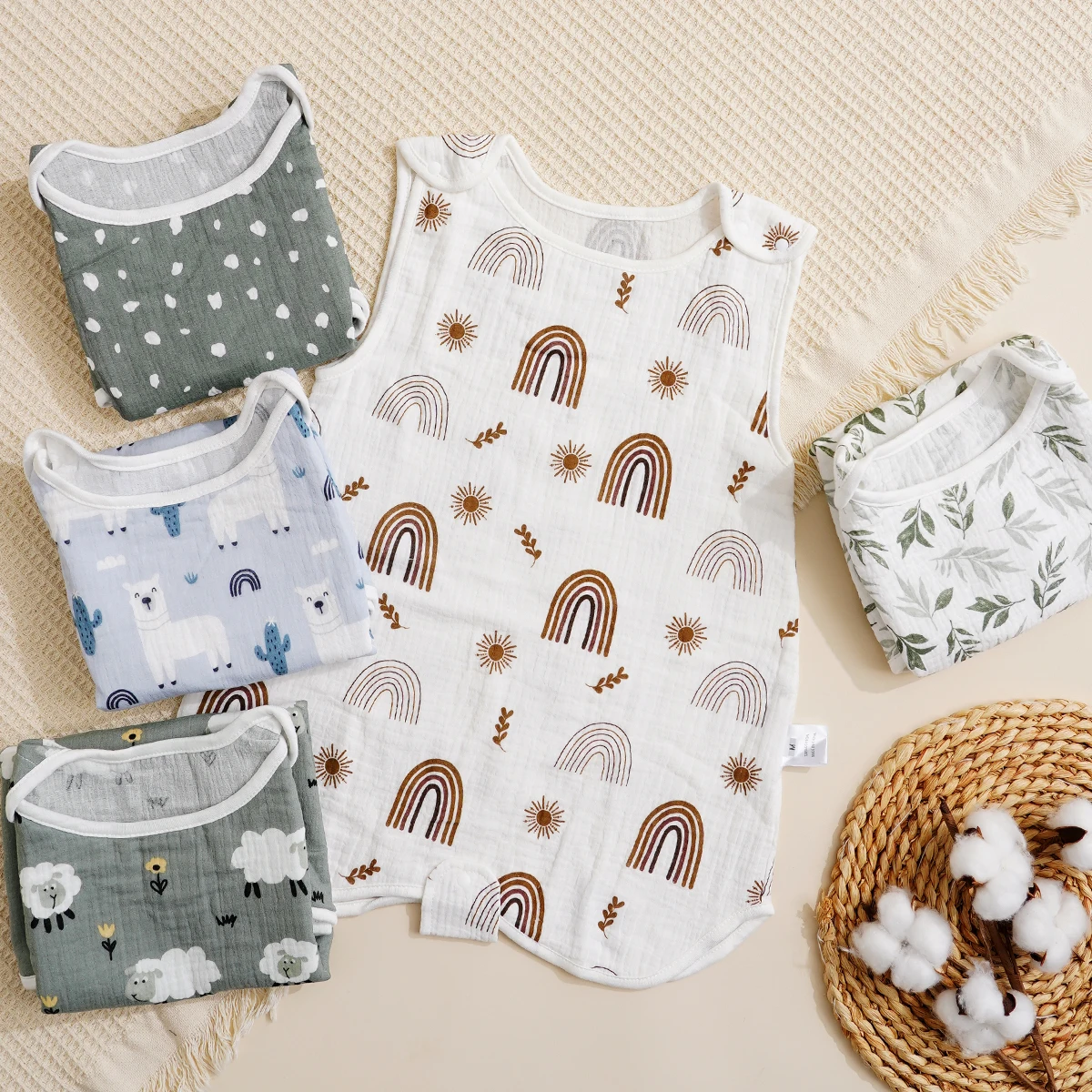 Elinfant 1 Pc Baby Sleeping Bag Cotton Sleeveless Summer Swaddle Sack Snap Button Washable Reusable Infant Wearable Blanket