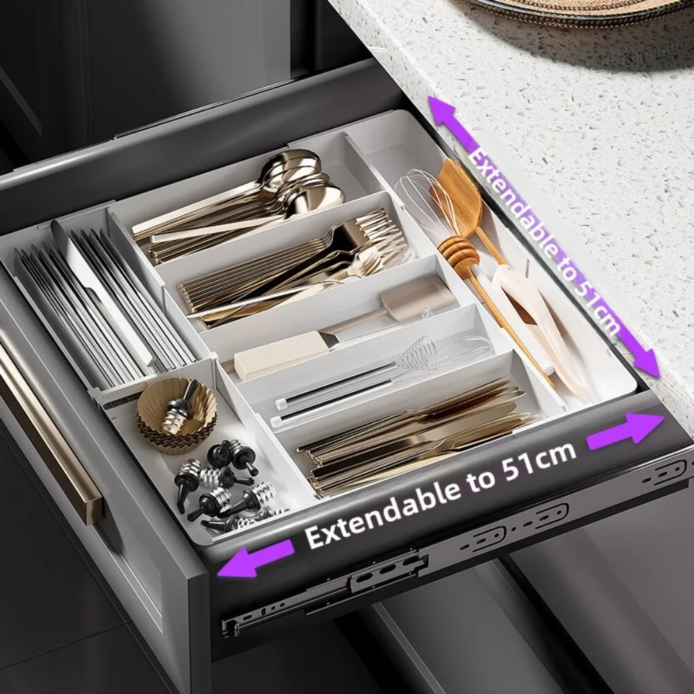 

BuiltIn Kitchen Drawer Divider for Knives Forks Chopsticks Tableware Storage Box Wooden Cutlery Organizer for Cabinet