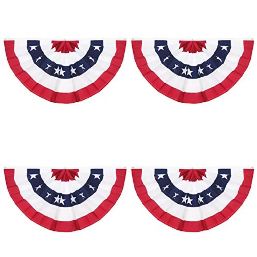 Bandera Americana con Pliegues en Forma de Abanico, 3 x 1.5 Pies, Decoración Patriótica de EE. UU., para Interiores y Exteriores, 4 de Julio, Día de los Caídos, 250 Aniversario