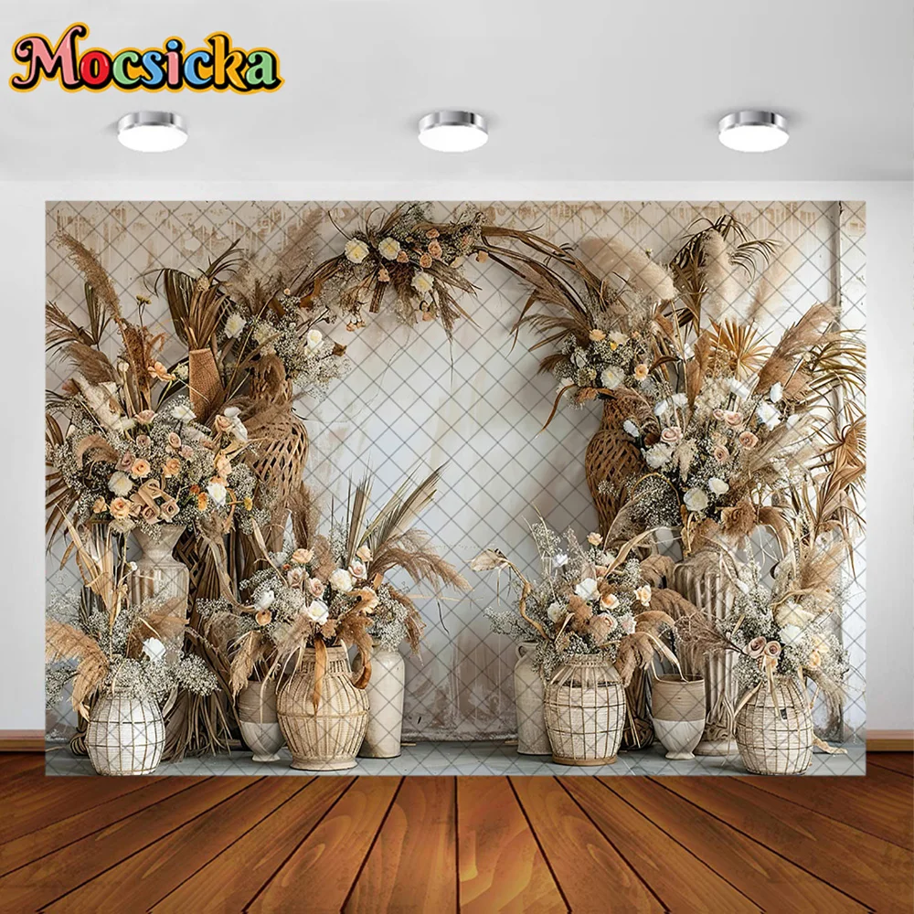 Mocsicka التصوير خلفية بوهو زهرة زهرية قوس الديكور خلفية الكبار المرأة الحامل صورة استوديو الصور الدعامة راية