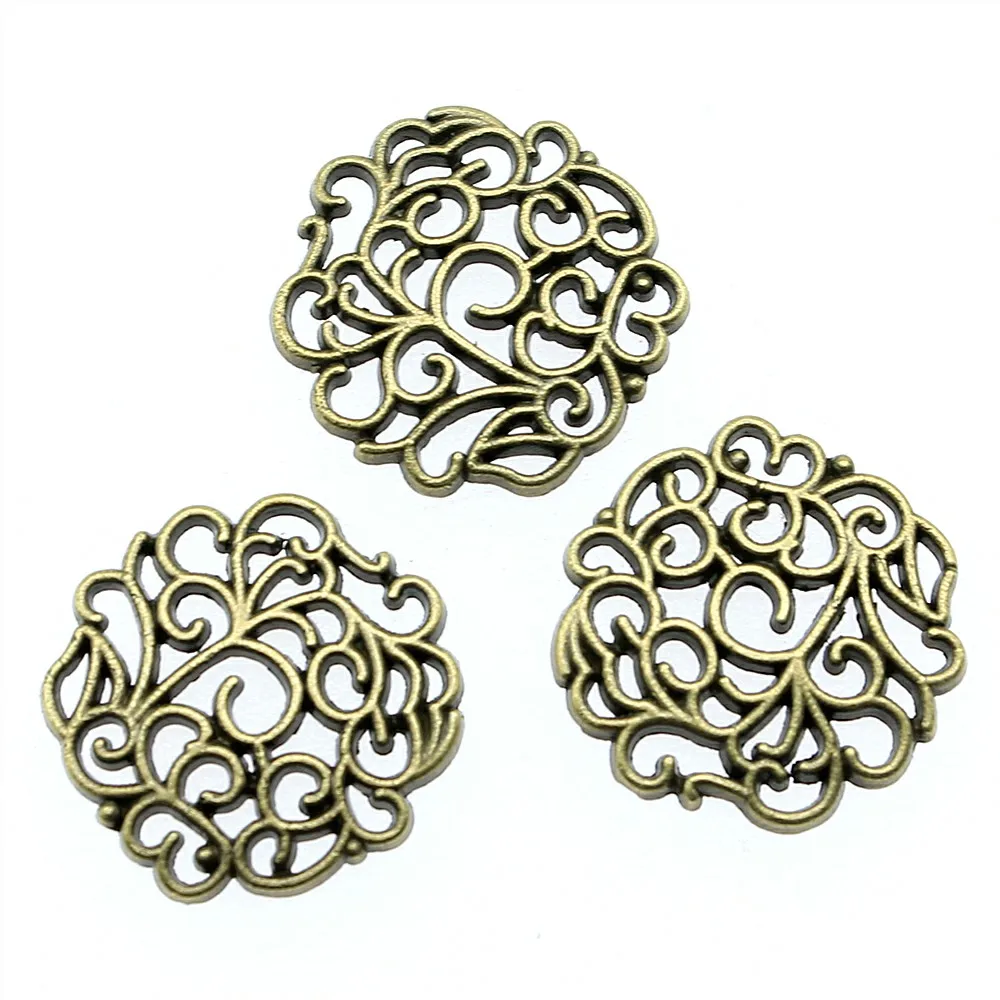 WYSIWYG 10pcs 18x18mm Vintage Flowers Pendants Charm For Jewelry Making Antique Bronze Color Flowers Pendants Charm Flowers