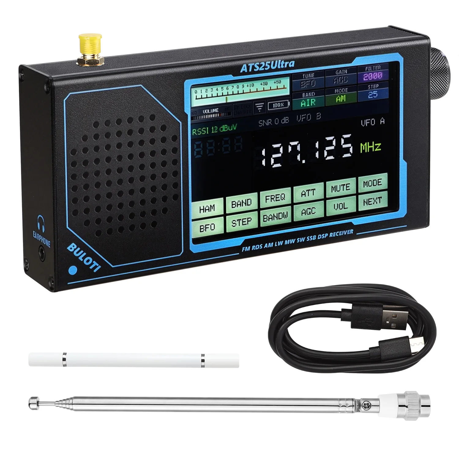 ATS25 Ultra 118Mhz-135.975Mhz Bluetooth Version Full Radio Receiver FM SW SSB image 5