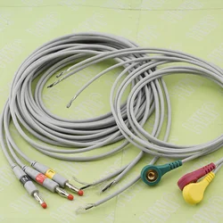 Without Connector Cable Product  ECG Cable IEC Physiotherapy Electrode Leadwire 4.0 Banana Plug 4.0mm Snap Button Line