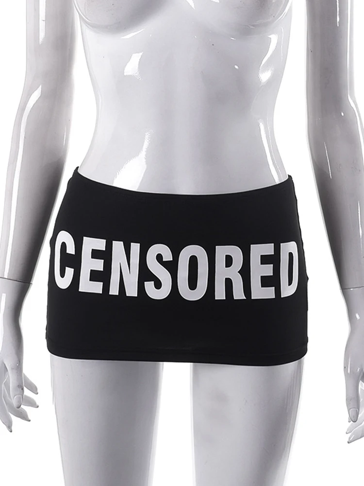 Sifreyr-minifalda con estampado de letras para mujer, ropa de calle de cintura baja, Y2K, Sexy, informal, corsé, Tops