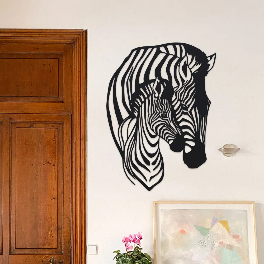 Black Metal Horse Wall Art - Elegant Animal-Themed Decor for Home Office, Indoor Equestrian Sculpture, Sophisticated Design