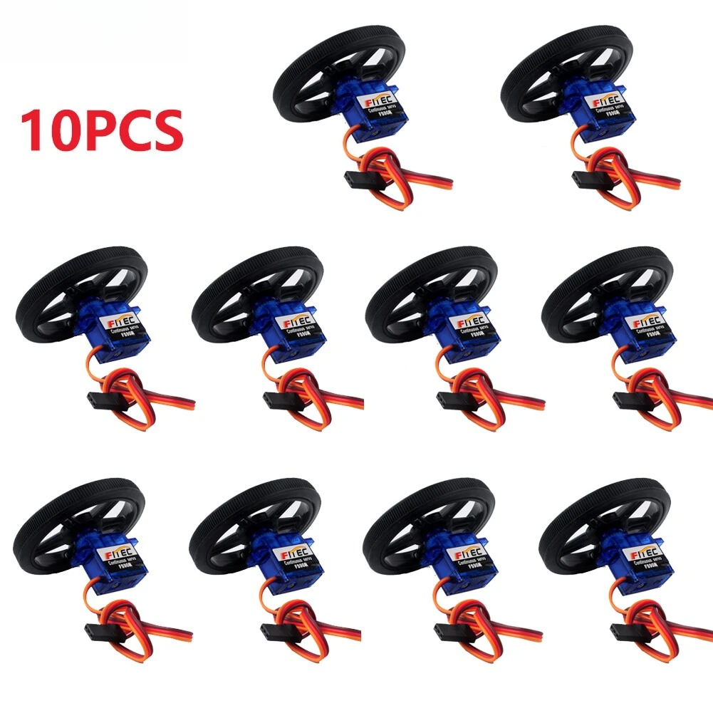 10PCS Feetech FS90R 360 Degree Continuous Rotation Micro RC Servo with 10PCS Wheel