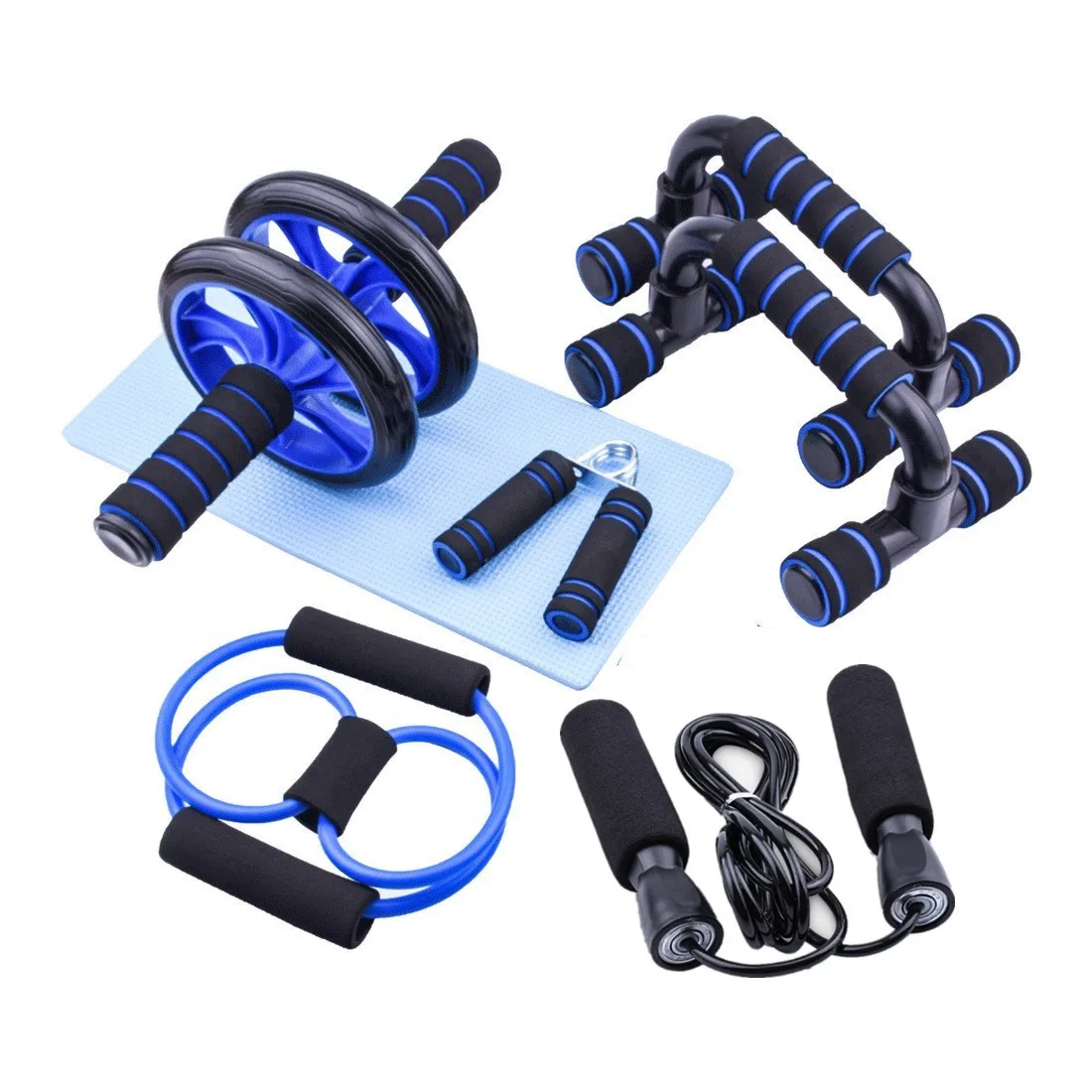 7-piece set of abdominal fitness wheel indoor sports product push up support ab wheel multi-function fitness equipment household