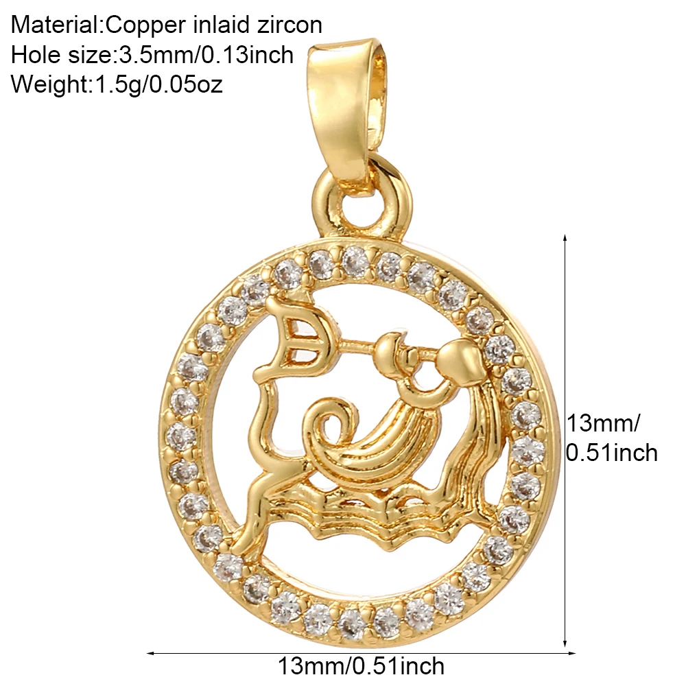 12 Zodiac Constellations Charms for Jewelry Making Supplies Libra Taurus Gold Color Diy Earrings Necklace Birthday Dijes Bedles