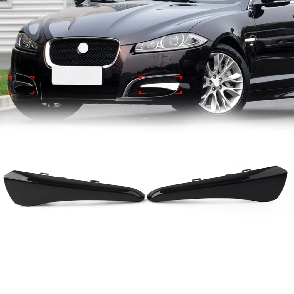 2Pcs/Pair Glossy Black Car Front Bumper Insert Lower Molding Trim Decoration For Jaguar XF 2012-2015 C2Z20503 C2Z20499