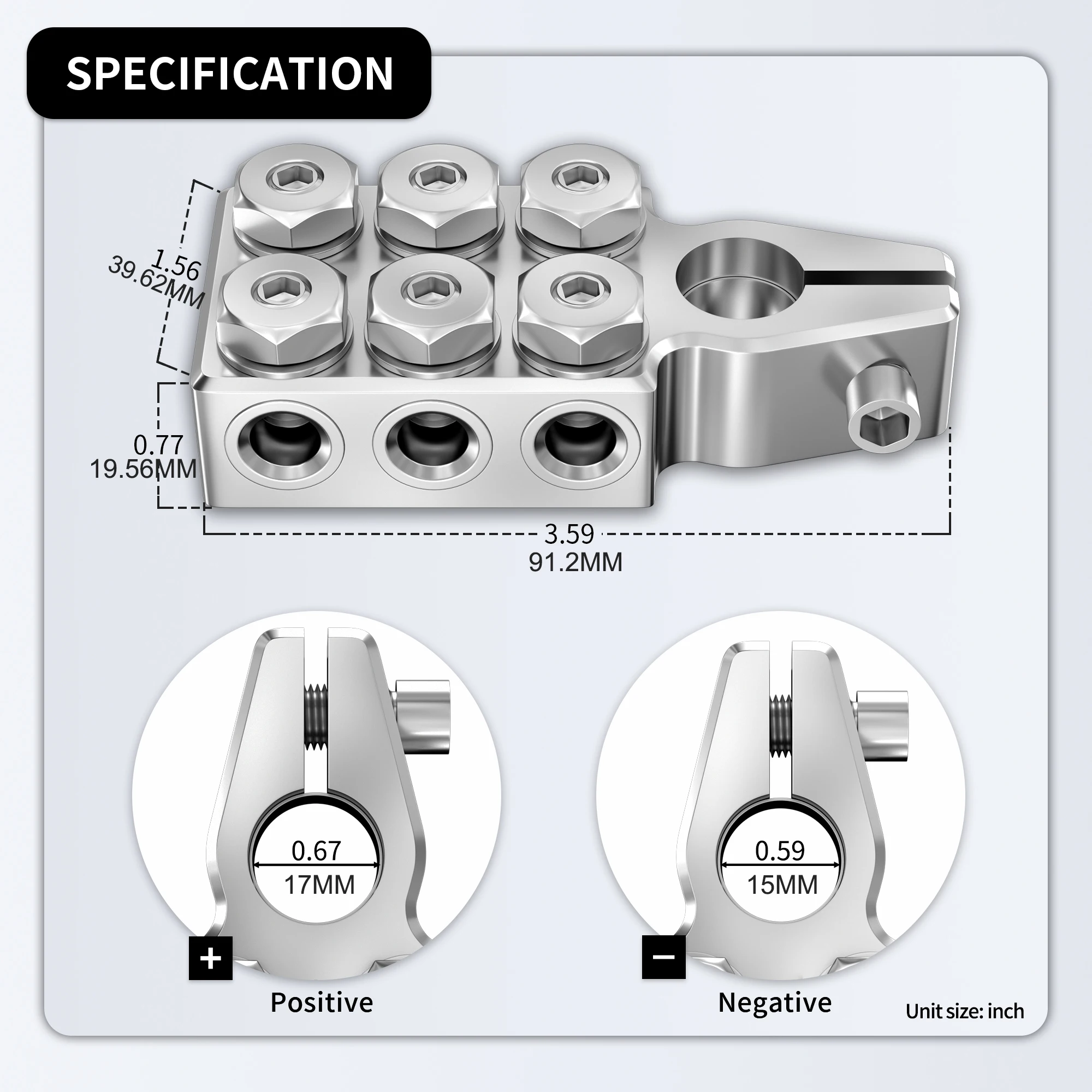 2PCS Battery Terminal Connectors 12-Way Battery Terminal Clamps Battery Terminals Top Post 8AWG up to 4/0(XL) AWG Gauge