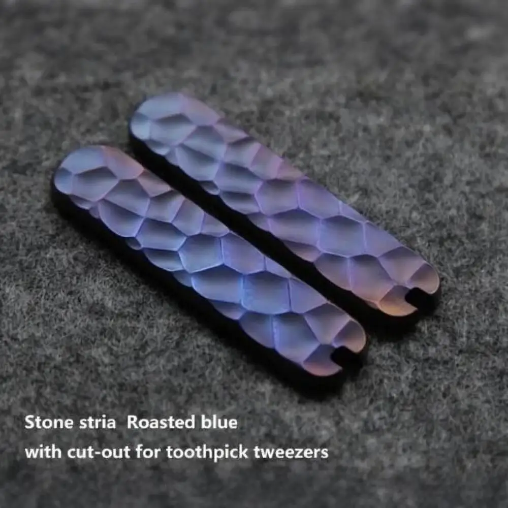 1Pair Stone pattern roasted blue TC4 Patch for 58MM Victorinox Knifes Accessories