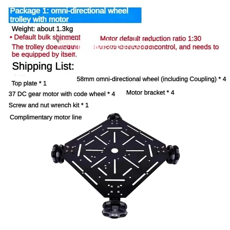 5kg Load ROS 4WD Omni Wheel Robot Car Chassis with Encoder Motor Square Mobile Robot for STM32 Ps2 Programmmable Robot DIY Kit