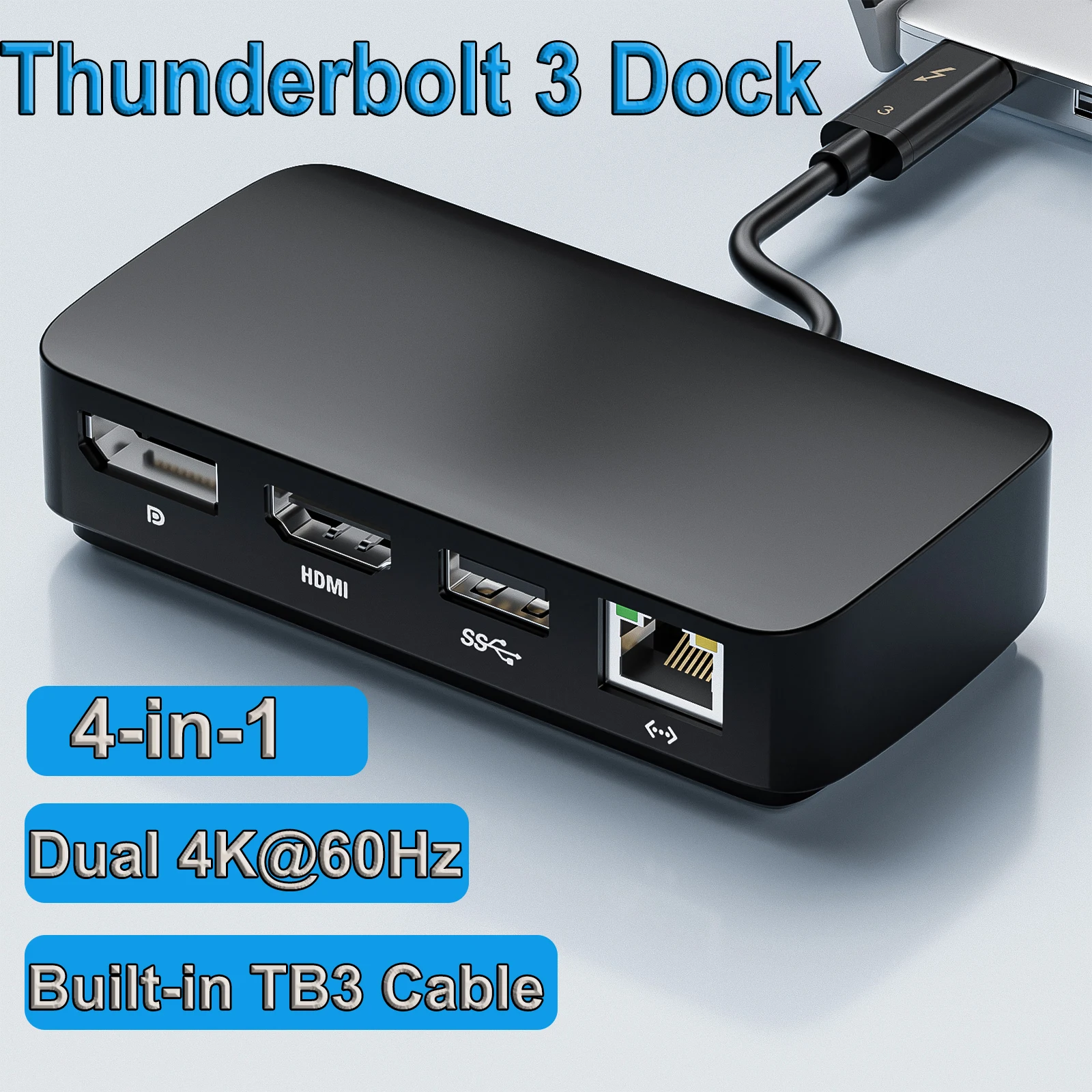 Thunderbolt 3 Dock Pro Dual 4K 60Hz Thunderbolt 3 MST HUB Dock HDMI DisplayPort USB 3.0 Gigabite RJ45 for Laptop with TB3/4 Port