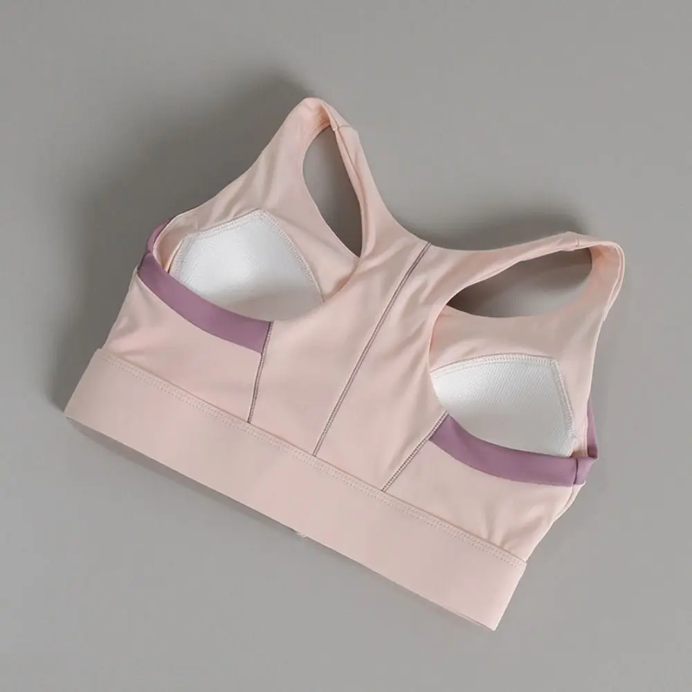 

Patchwork Front Zipper Sports Bra Anti-sagging Slim Fit Yoga Wireless Bra Shockproof Lingerie Underwear for Women Gym Workout