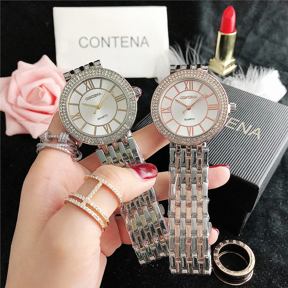 GOOD Time Leisure Minimalist Grid Watch with Diamond Inlay Roman Scale Alloy Fashion Watch Women's Quartz Clock reloj para mujer