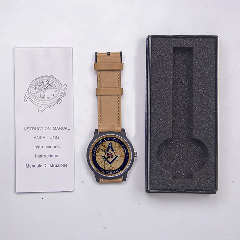 프리메이슨 시계 나침반 자 디자인 45/38mm 유니섹스 손목시계 블랙 실버 로즈골드 남성용 시계 스테인리스 스틸 스트랩