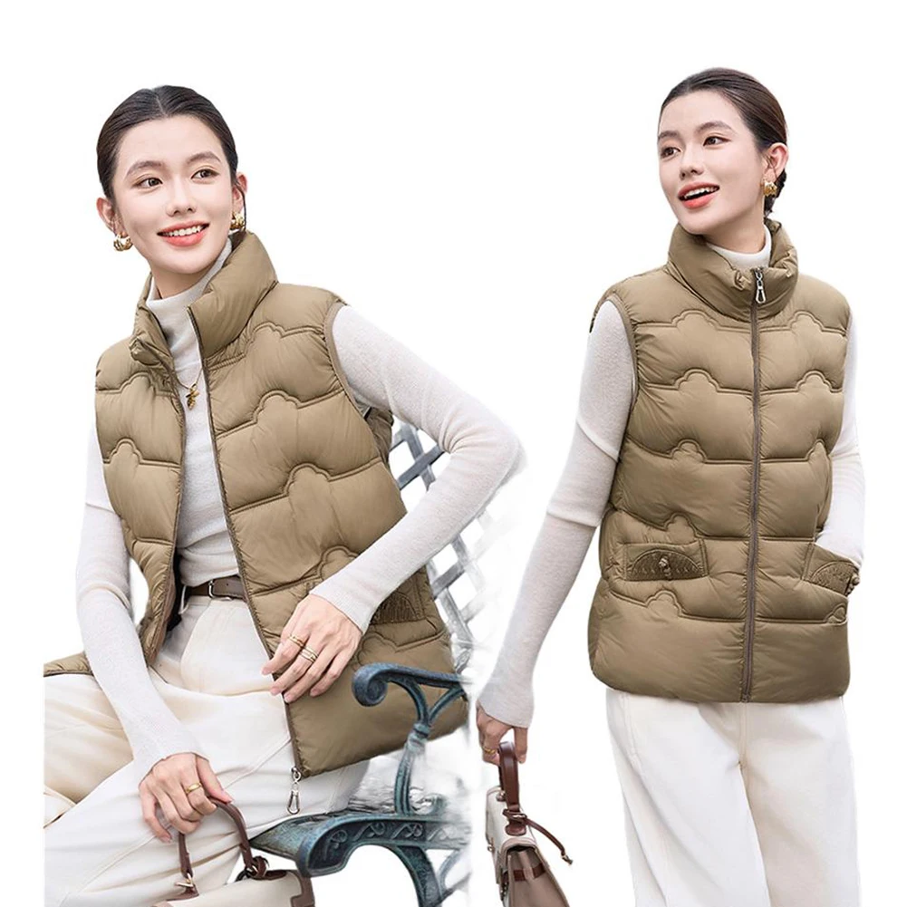 سترة نسائية قطنية مقاس كبير سترة رفيعة بدون أكمام فضفاضة مع أكتاف مبطنة دافئة للحفلات غير الرسمية وملابس الطقس البارد #3