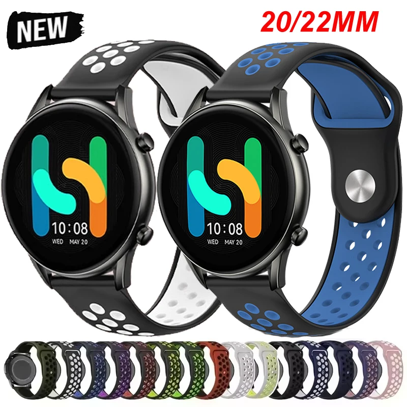 20mm 22mm Sport Silicone Strap For Haylou Watch 2 Pro/Solar 5/Lite/Solar Plus RT3/RS4 4Plus Bracelet Band For Haylou RS5 R8 S8