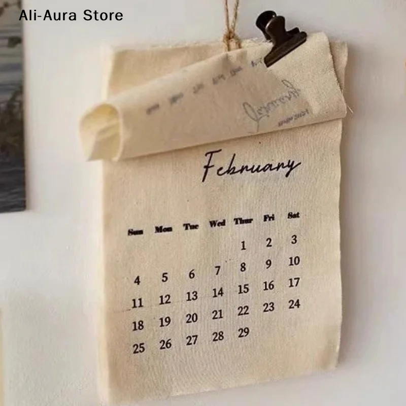 1Pcs 2026 Canvas Hook-Style Fabric Calendar Wall Calendar, High-Value Retro Style, -Worthy Wall Calendar Decoration