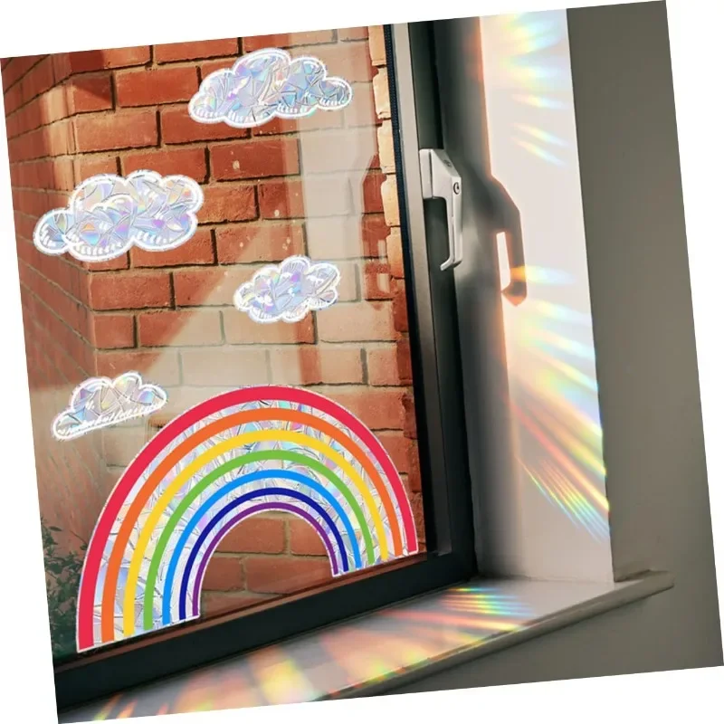 Rainbow Clouds Wall Stickers PVC DIY Window Clings Sunlight Refraction Dazzling Sticker Bedroom Window Film Home Decoration