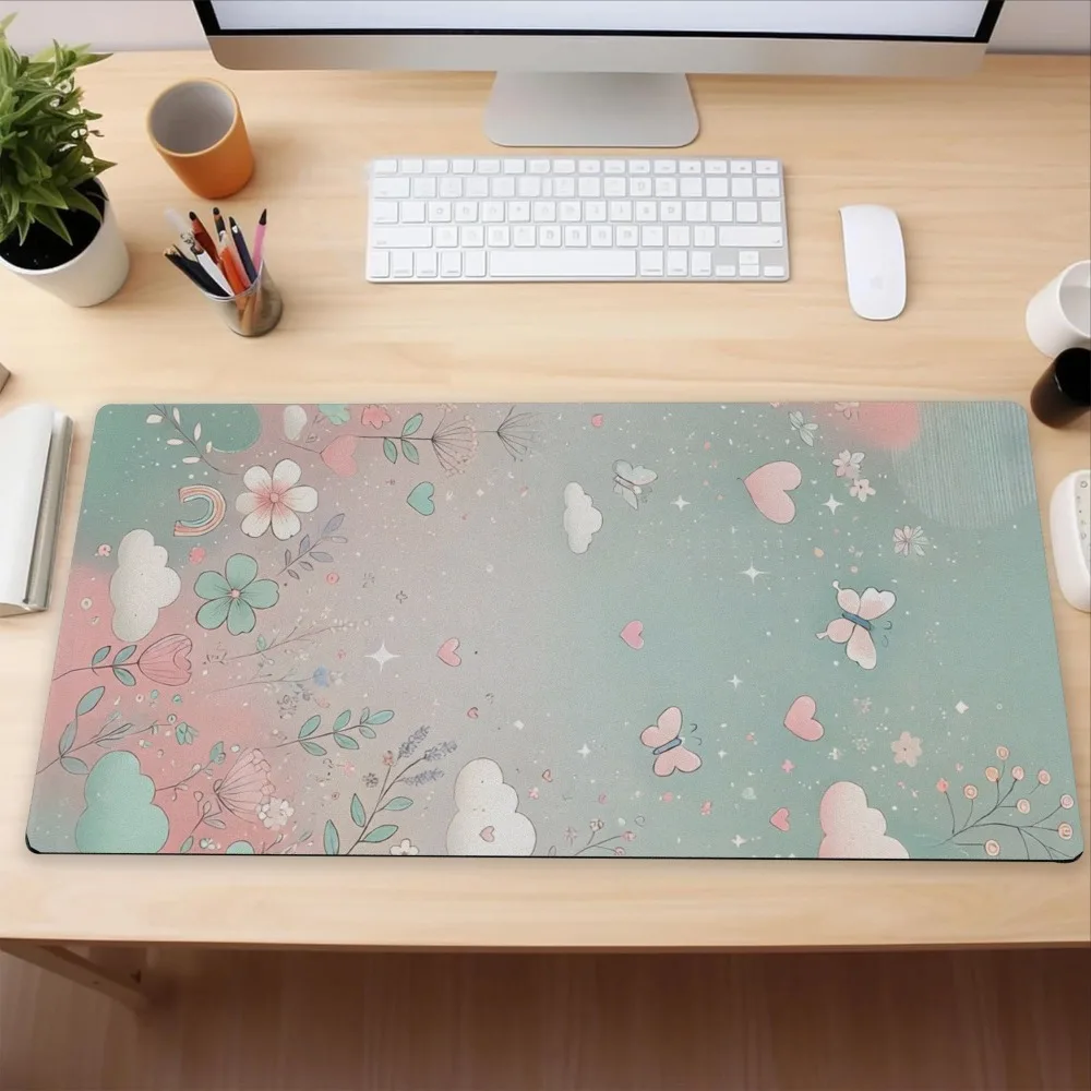 Tapis de bureau antidérapant avec motif papillon, adapté aux jeux, au bureau et à l'étude, tapis de souris