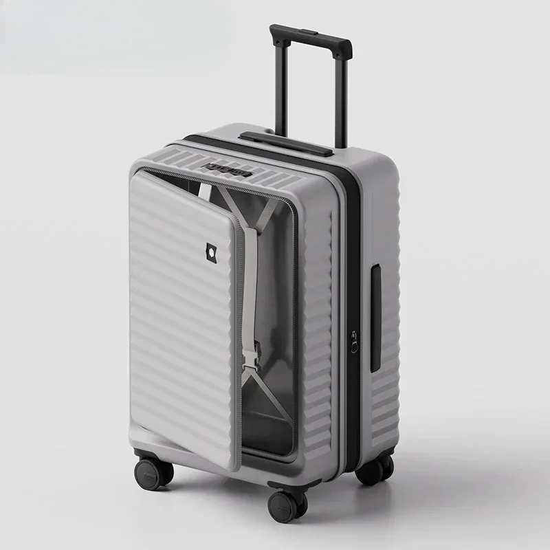 Side open lid suitcase expandable multi-functional 20-inch trolley suitcase, boarding password box