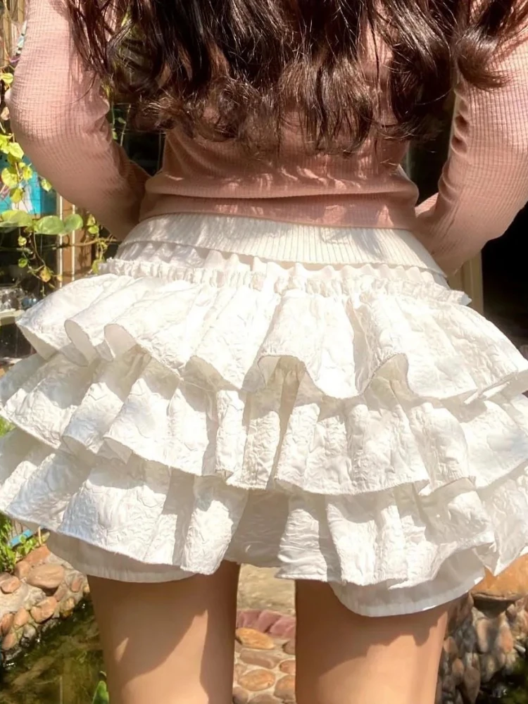 

Kawaii Lolita Skirt for Women Ruffle Patchwork, Layered, High Waist, Cute Ballet, Mini Skirts, Tutu Petticoat, Summer, New, 2022