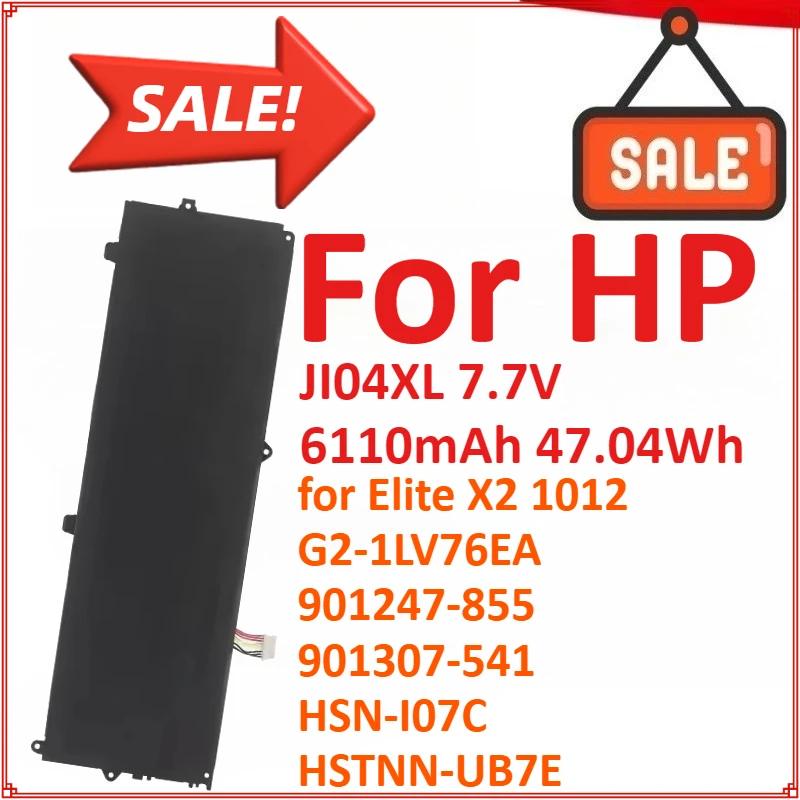 

New JI04XL 7.7V 6110mAh 47.04Wh Laptop Battery For HP Elite X2 1012 G2-1LV76EA 901247-855 901307-541 HSN-I07C HSTNN-UB7E