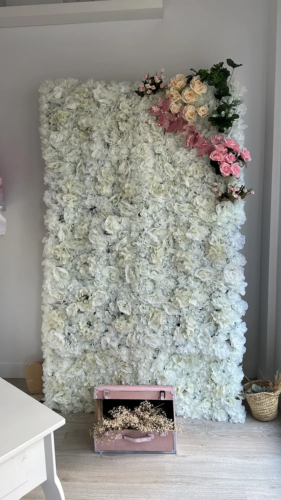 40x60CM White Silk Rose Flower Wall Artificial Flower for Wedding Decoration Flower Wall Romantic Wedding Home Backdrop Decor