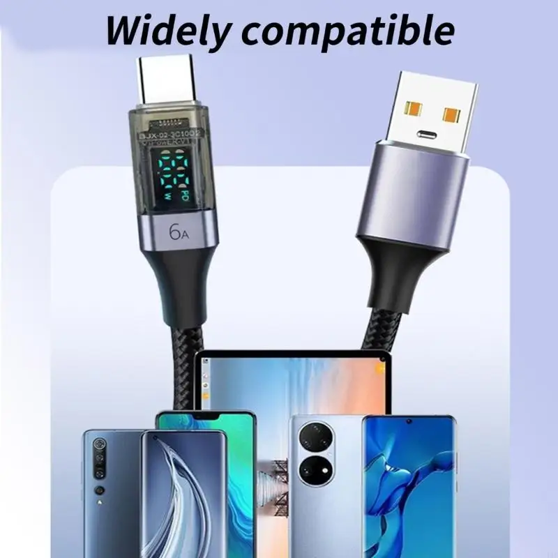 Y4QF Fast Speedusb A para Tipo C carregamento com tela digital para dispositivos