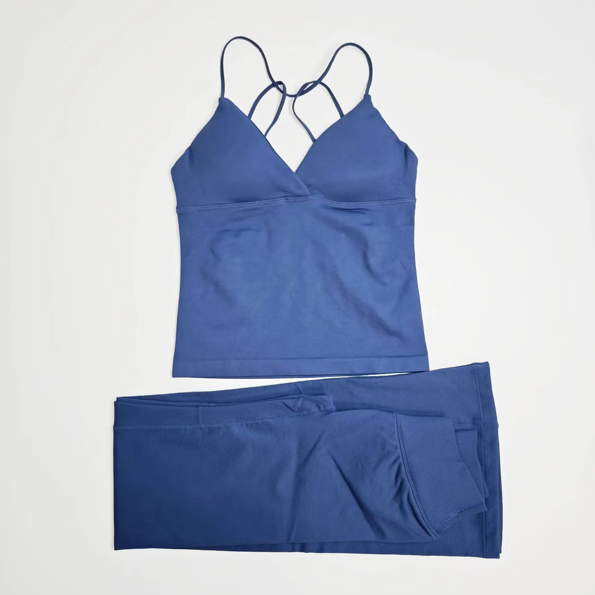 NCLAGEN Dames Sportkleding Vision Set Twist Front Longline Top + Flares 2-delig Fitnesspak Workout Running Outfit Gymkleding