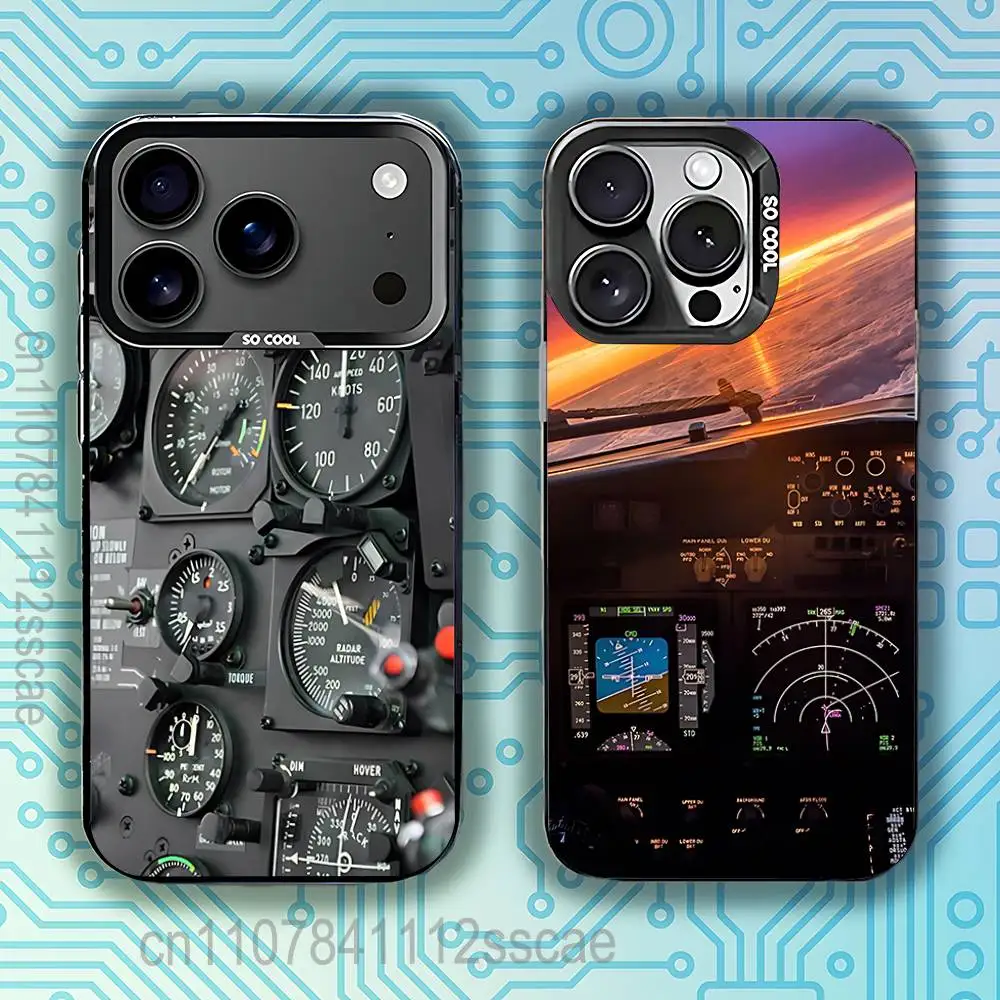

Plane Airplane Instruments Phone Case For iPhone 17,16,15,14,13,12,11,Pro,XS,Max,Plus,Mini,SE4,E Black Matte Shockproof Cover
