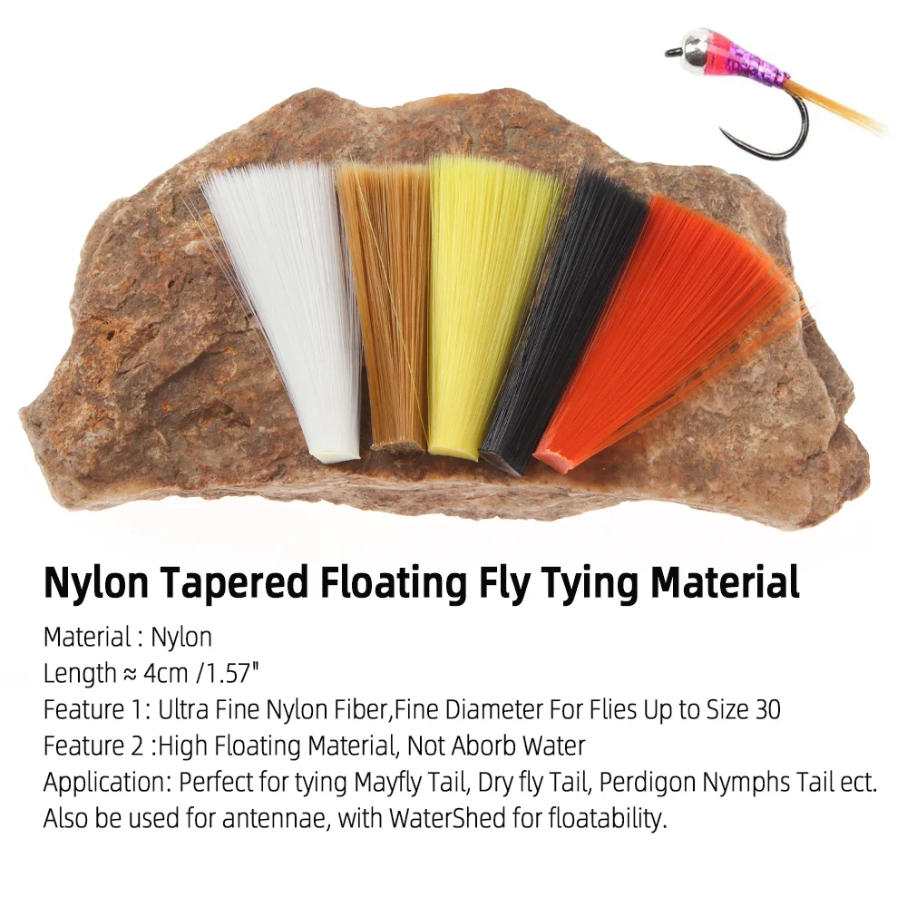 2er-/5er-Pack Nylon-Tapered-Swifttail-Fasern für Perdigon-Nymphen – Ultrafeine Fasern für Trockenfliegenflügel – Fliegenbindematerial – Detail 2