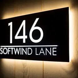 Customizable House Number Sign with LED Light, Modern Illuminated Address Plaque Custom House Number Sign Backlit Number Sign