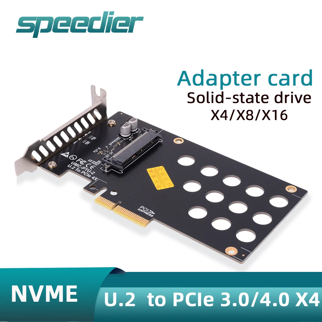 Low Profile U.2 PCIe X4 No Power Adapter PCIe 3.0/4.0/5.0 NVMe SFF-8639 SSD Black Half Height PCI-e Card for 2.5