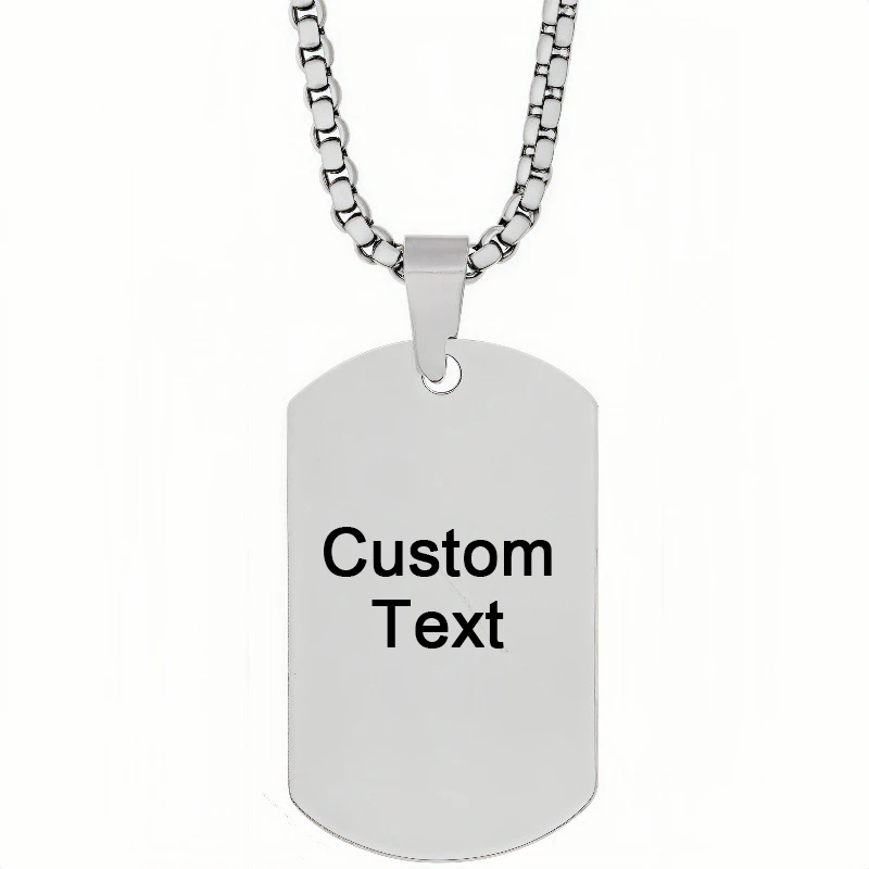

Punk Custom Text Name Logo Tag Pendant Necklaces For Men Women Fashion Stainless Steel necklace wholesale Lot