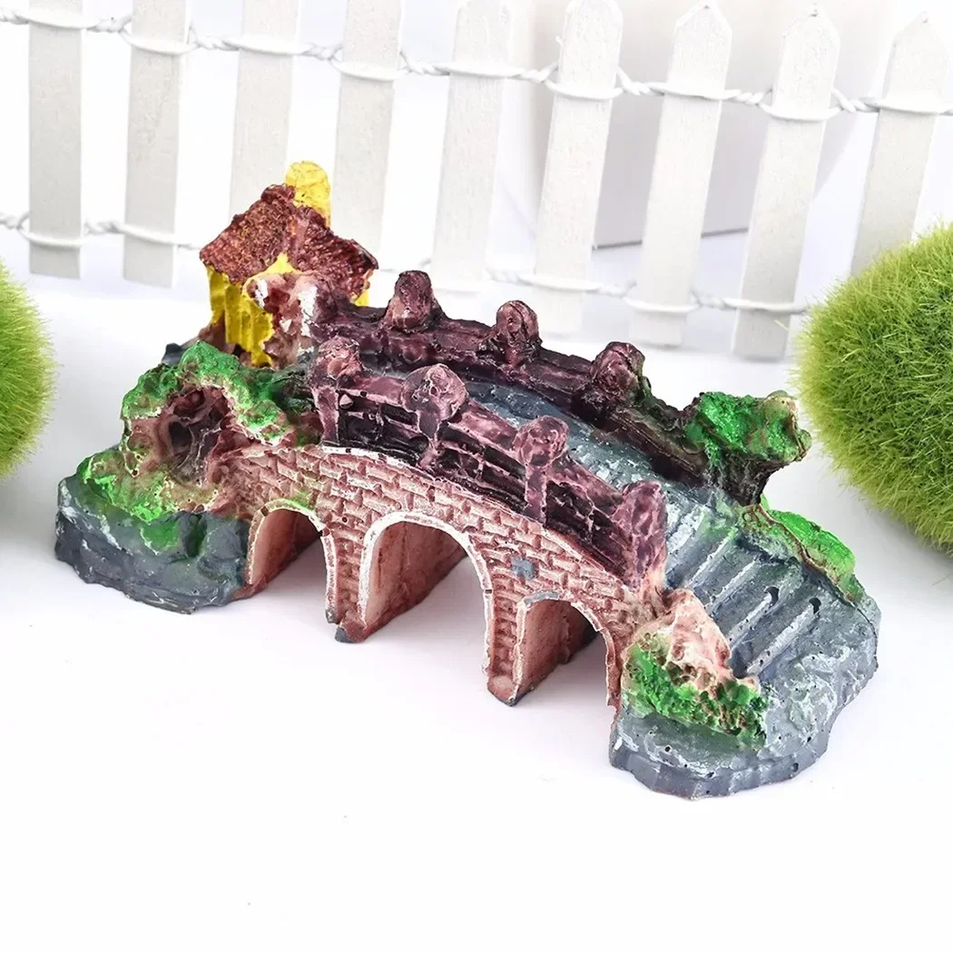 1 Pc Resin Bridge Background Aquarium Ornaments For Fish Tank Bridge Landscape For Home Landscaping Accessories Pet Supplies