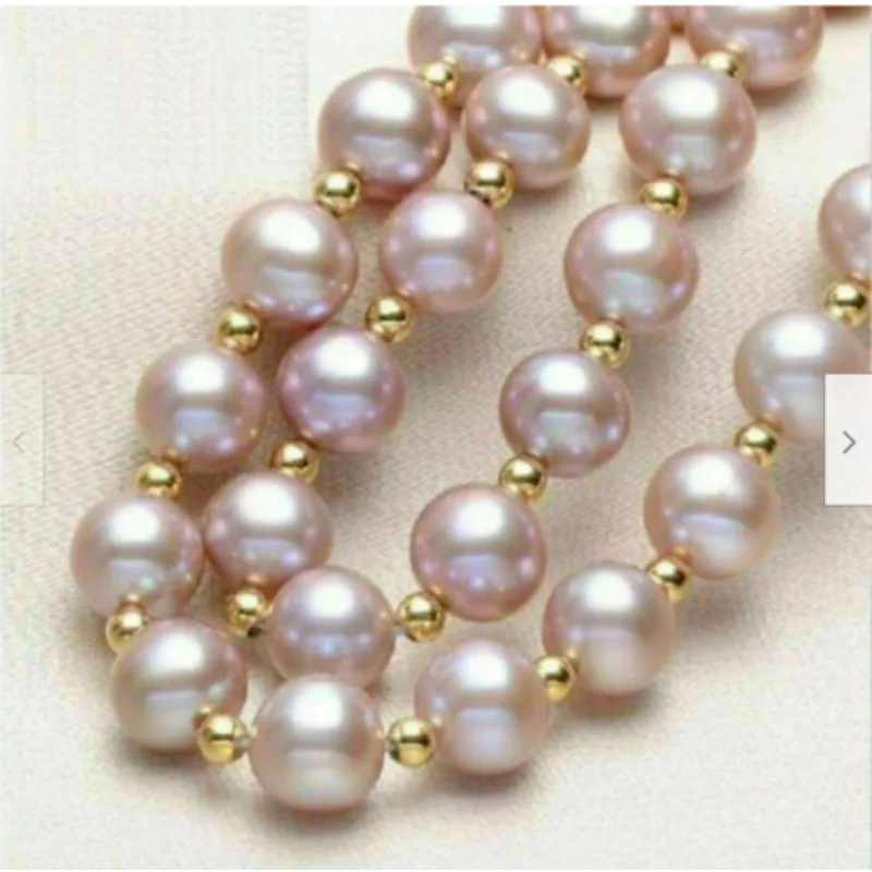 

18-Inch AAAA Japan Akoya 8-9mm Purple Women's Pearl Necklace 14K Gold Plated