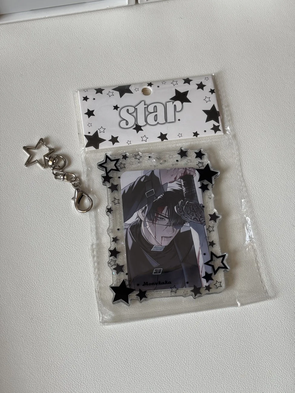 3 Inch Star Acrylic Photocard Keychain, Transparent Photo Card Holder Bag Pendant for Students