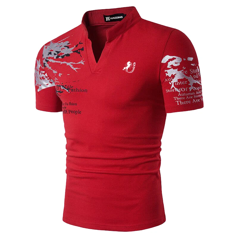 100% Polyester Men Summer Short Sleeve T Shirt Men Slim Fit Stand Collar Tops T Shirt Casual 3D Digital Print Men T Shirt image 4