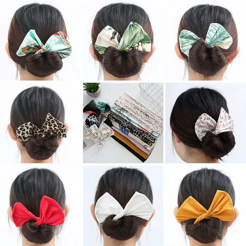 

6Pcs/Lot Multi Bowknot Lazy Man Donut Hairware Ball Head Bun Maker Twist Clip Rotating Headband Styling Accessories HA2601