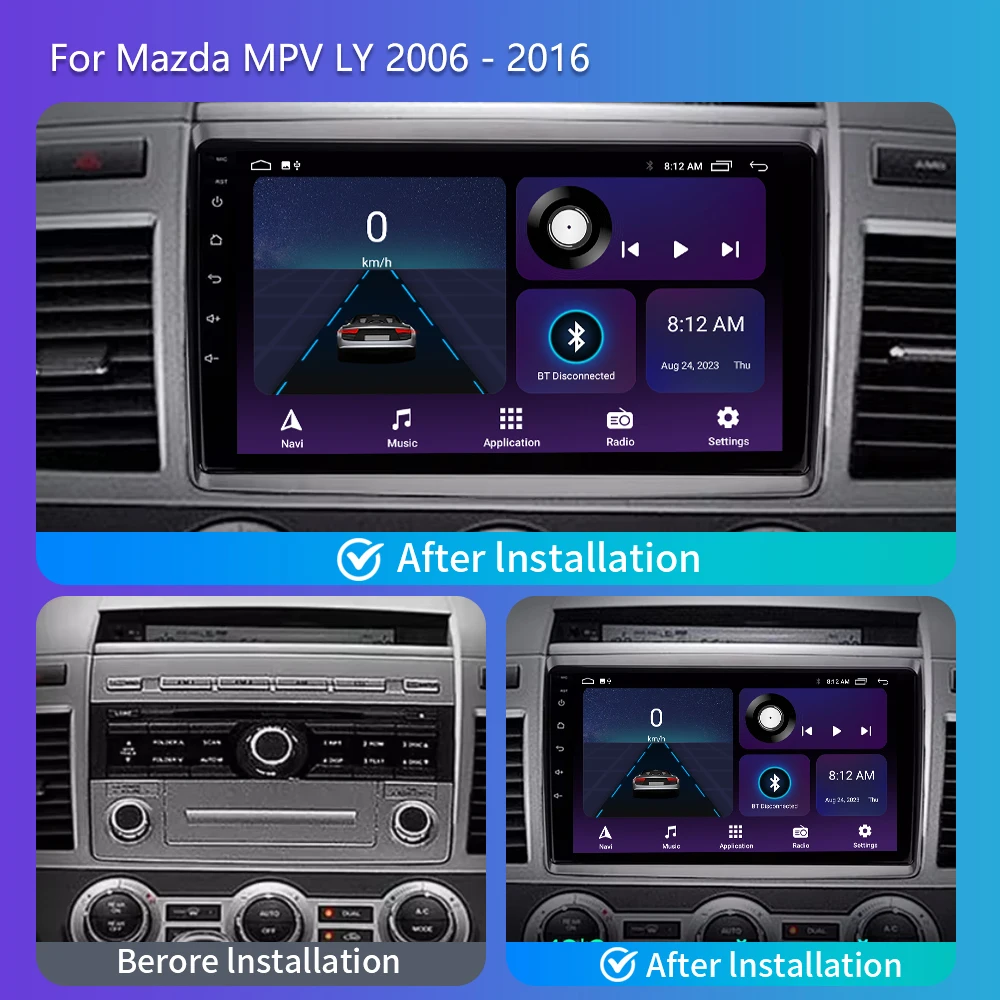 2 Din Android 13 Car Radio For Mazda MPV LY 2006 - 2016 Multimedia Stereo GPS Navigation Video Player Carplay Auto DSP 4G WIFI