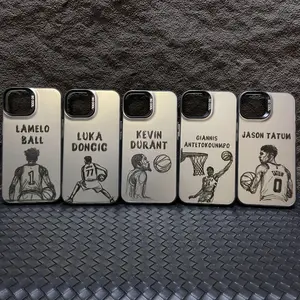 Telefon Sporu için Kapak, Gümüş iPhone 15 Pro Max, 14, 13, 12, 11, Pro Max, X, XS Max, XR, 7 veya 8 Artı çizgi film, SE2, çok sıcak 6 Büyük satış kapağı-iphone-basketbol-no. 1
