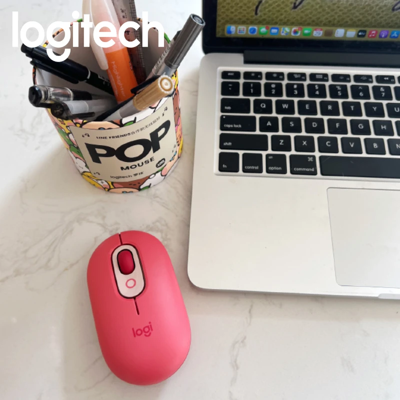 Logitech POP Mouse - 1000 نقطة في البوصة اسمية، 90% نقرات أكثر هدوءًا مع SilentTouch، متوافقة مع نظام التشغيل Windows/macOS/Chrome