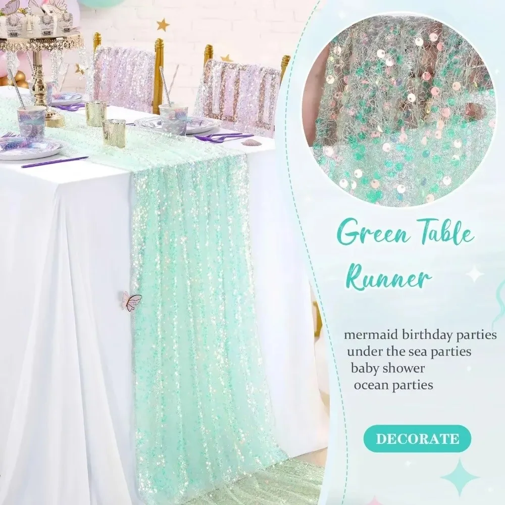 Decorative Table Runner Sequin Table Runner Sparkling Surface Sequin Fabric Mermaid Table Runner 30cmx180cm Iridescent Shimmer