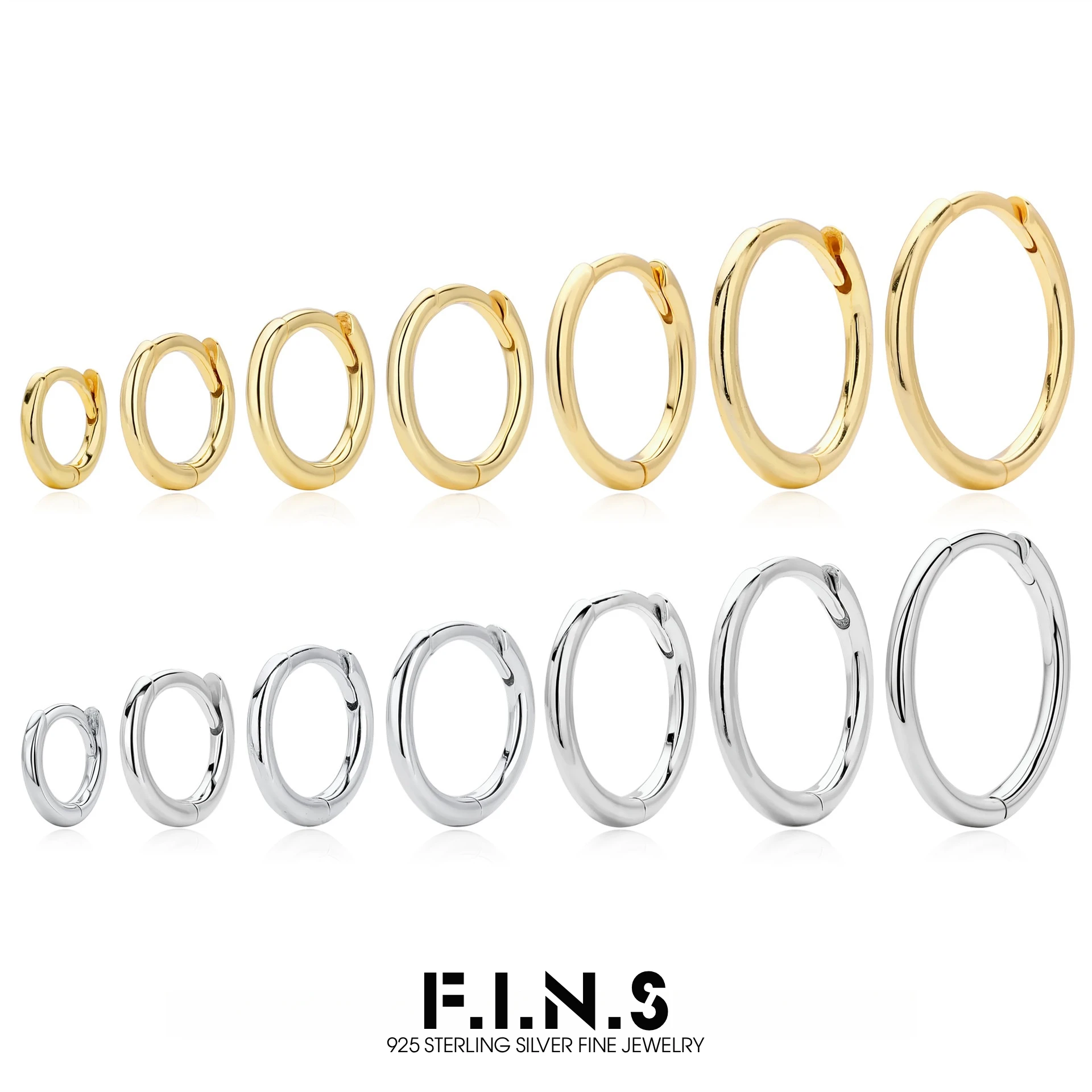 F.I.N.S Plain Round Silver Huggie Hoops 9 F.I.N.S Plain Round Silver Huggie Hoops
