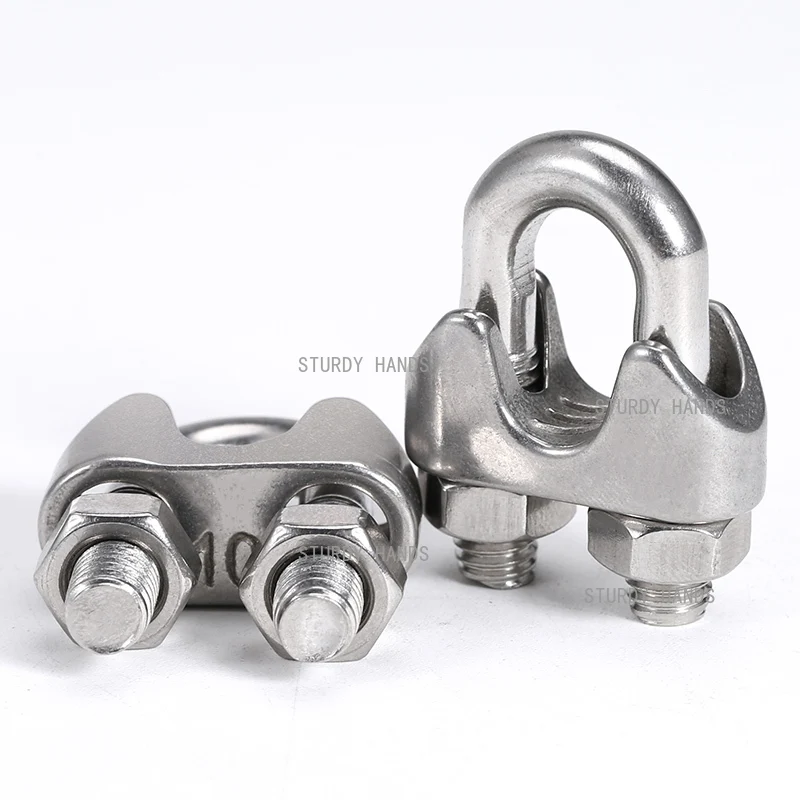 5pcs stainless steel wire rope locking clips clamp heads U-shaped locking devices clamps